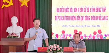 Đại biểu Quốc hội, đơn vị bầu cử số 3 tỉnh Đồng Tháp Tiếp xúc cử tri phường Tân Quy Đông